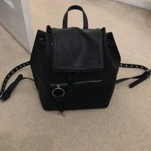 Black Faux Leather Backpack